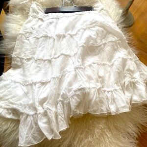 Good Condition women’s RDI Elegant White Ruffled cotton linen skirt SZ S!!